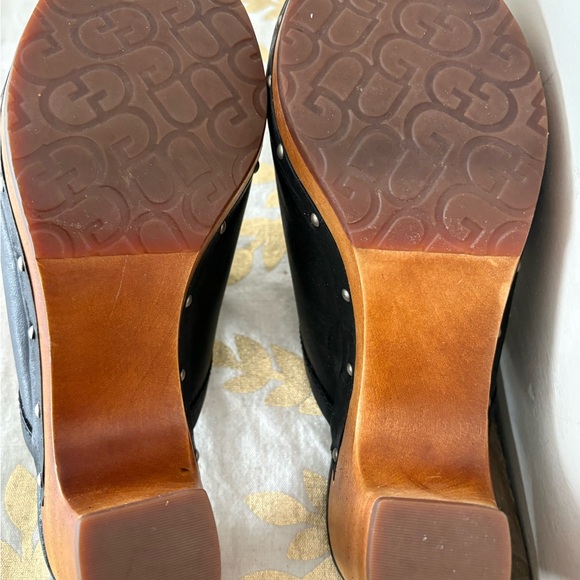 UGG Black Leather Mules with Wooden Sole - Picture 3 of 8